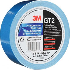 3M - 50m x 48mm x 11 mil Fluorescent Blue Cotton Cloth Gaffers Tape - Apex Tool & Supply