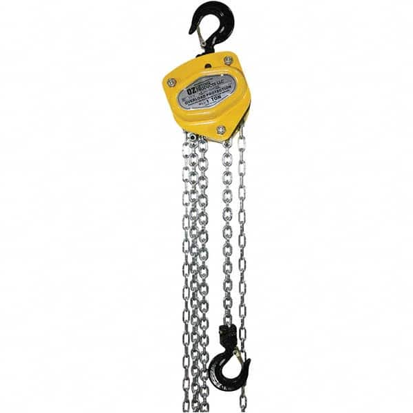 OZ Lifting Products - 2,000 Lb Capacity, 30' Lift Height, Manual Chain Hoist with Overload Protection - Apex Tool & Supply