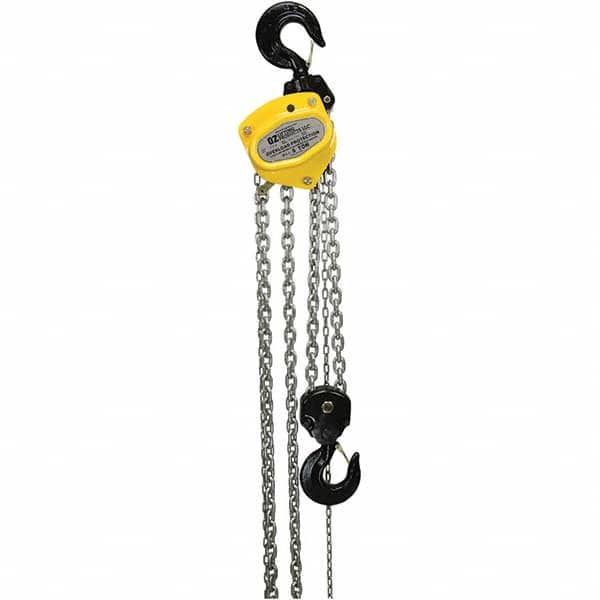 OZ Lifting Products - 10,000 Lb Capacity, 15' Lift Height, Manual Chain Hoist with Overload Protection - Apex Tool & Supply