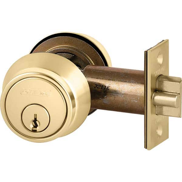 Schlage - Deadbolts Type: Deadlocking Latch Door Thickness Range: 1-1/2-1-3/4 - Apex Tool & Supply