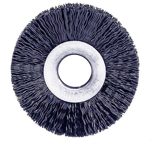 2″ Small Diameter Nylon Wheel Brush, .014″ Crimped Black Fill, 1/2″ Arbor Hole - Apex Tool & Supply