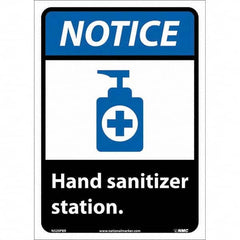 NMC - "Notice - Hand Sanitizer Station", 10" Wide x 14" High, Pressure-Sensitive Vinyl Safety Sign - Apex Tool & Supply