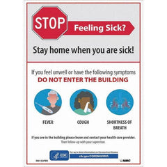NMC - "COVID-19 - Stay Home When You Are Sick", 10" Wide x 14" High, Pressure-Sensitive Vinyl Safety Sign - Apex Tool & Supply