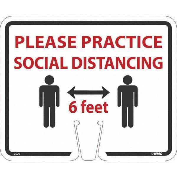 NMC - "Please Practice Social Distancing", 12-5/8" Wide x 10-3/8" High, Rigid Plastic Safety Sign - Apex Tool & Supply