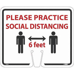 NMC - "Please Practice Social Distancing", 12-5/8" Wide x 10-3/8" High, Rigid Plastic Safety Sign - Apex Tool & Supply
