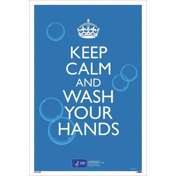 NMC - "COVID-19 - Keep Calm And Wash Your Hands", 12" Wide x 18" High, Paper Safety Sign - Apex Tool & Supply
