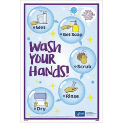 NMC - "COVID-19 - Wash Your Hands", 12" Wide x 18" High, Vinyl Safety Sign - Apex Tool & Supply