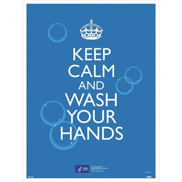 NMC - "COVID-19 - Keep Calm And Wash Your Hands", 18" Wide x 24" High, Paper Safety Sign - Apex Tool & Supply