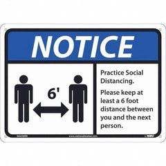 NMC - "Notice - Practice Social Distancing", 14" Wide x 10" High, Rigid Plastic Safety Sign - Apex Tool & Supply