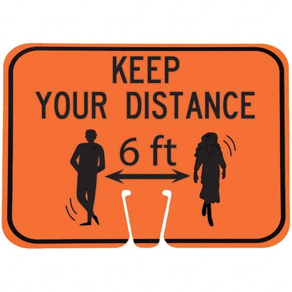 PRO-SAFE - "Notice - Keep Your Distance 6'", 12-1/2" Wide x 10-1/2" High, ABS Safety Sign - Apex Tool & Supply