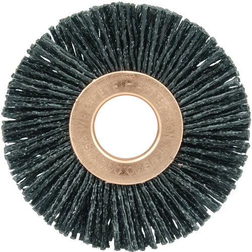 2″ Diameter - Small Diameter Wheel Brush - 0.035″/80 Grit - 1/2″ Arbor - Apex Tool & Supply