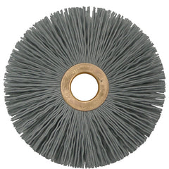3″ Small Diameter Nylox Wheel Brush, .022/320SC Crimped Fill, 1/2″ Arbor Hole - Apex Tool & Supply
