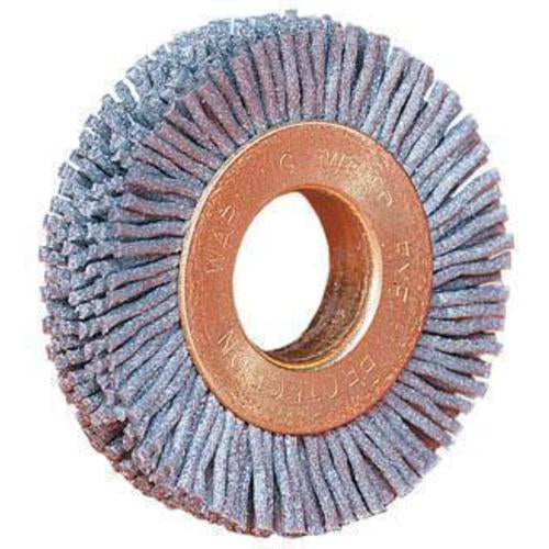 3″ Diameter - Small Diameter Wheel Brush - 0.026″/120 Grit - 1/2″ Arbor - Apex Tool & Supply