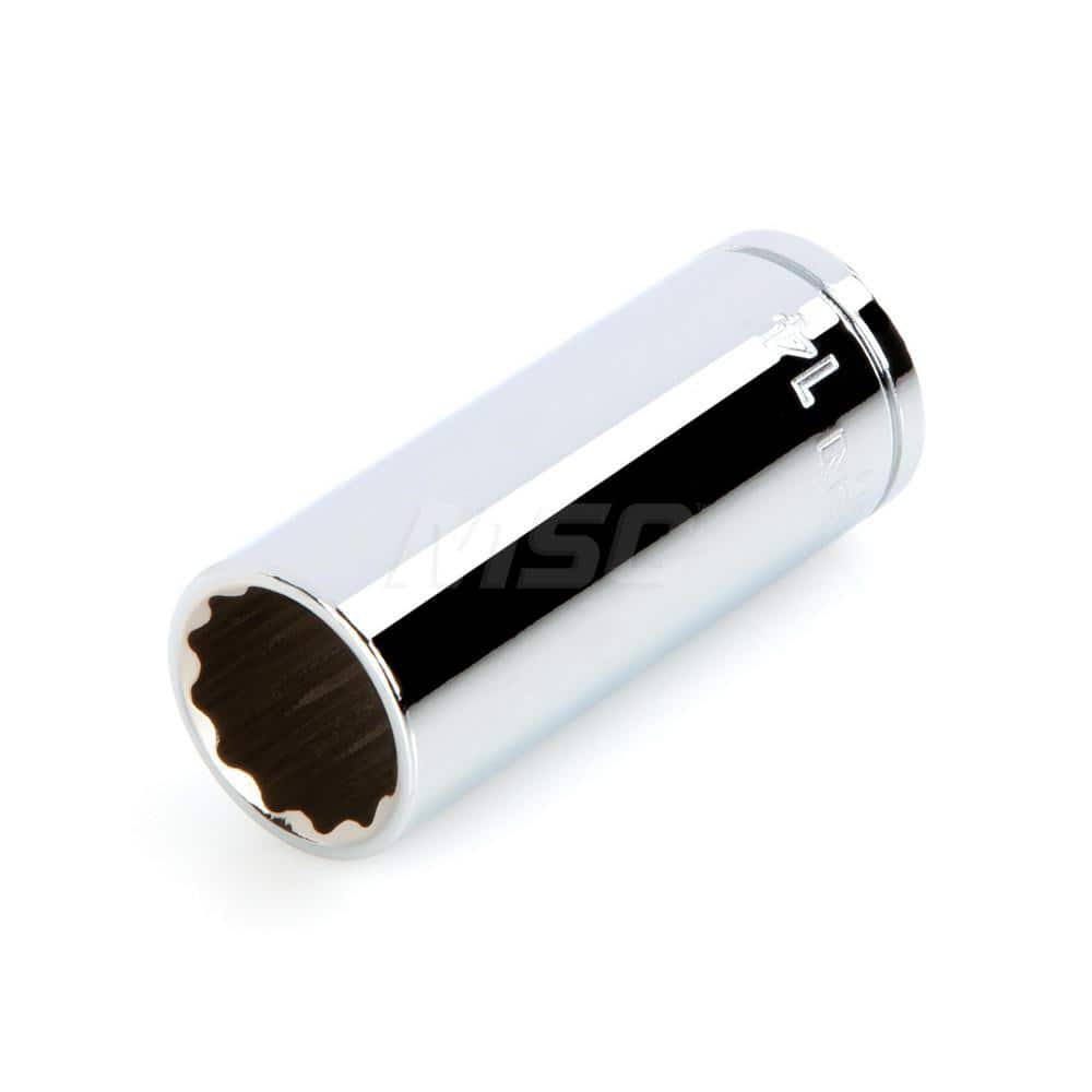 Hand Socket: 1/4″ Drive, 14 mm Socket, 12-Point Chrome-Plated & Polished