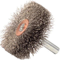 1-3/4″ Stem-Mounted Crimped Wire Wheel, .008″ Stainless Steel Fill, 1/4″ Stem - Apex Tool & Supply