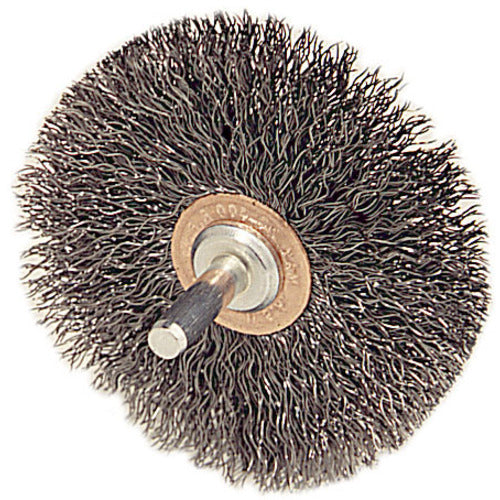 2-1/2″ Stem-Mounted Crimped Wire Wheel, .014″ Steel Fill, 1/4″ Stem - Apex Tool & Supply