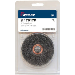 3″ Stem-Mounted Crimped Wire Wheel, .014″ Steel Fill, 1/4″ Stem, Retail Pack - Apex Tool & Supply