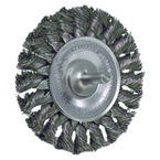 4" - Diameter Stem-Mounted Knot Wire Wheel; .014" - Diameter Steel Fill; 1/4" Stem - Apex Tool & Supply