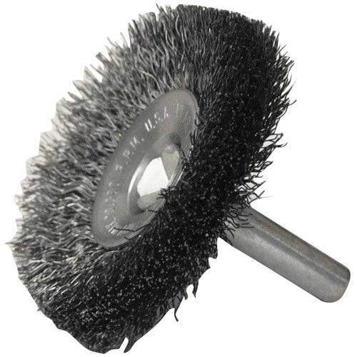 2″ Stem-Mounted Concave Crimped Wire Wheel, .008″ Steel Fill, 1/4″ Stem - Apex Tool & Supply