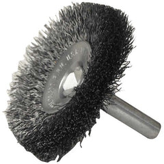 2″ Stem-Mounted Concave Crimped Wire Wheel, .008″ Steel Fill, 1/4″ Stem - Apex Tool & Supply