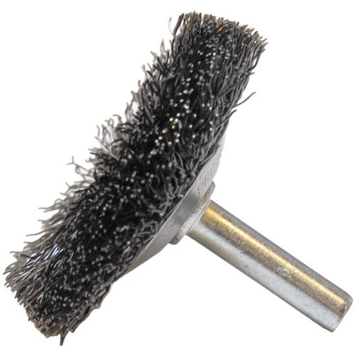 2″ Stem-Mounted Concave Crimped Wire Wheel, .014″ Steel Fill, 1/4″ Stem - Apex Tool & Supply