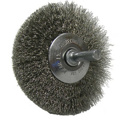 1-1/2″ Stem-Mounted Concave Crimped Wire Wheel, .006″ Stainless Steel Fill, 1/4″ Stem - Apex Tool & Supply