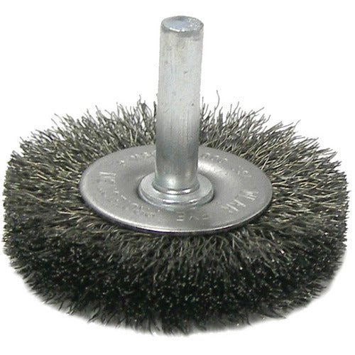 2″ Stem-Mounted Crimped Wire Radial Wheel, .0118″ Steel Fill, 1/4″ Stem - Apex Tool & Supply