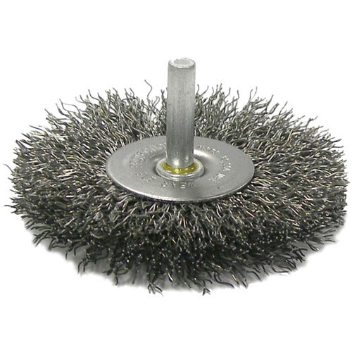 3″ Stem-Mounted Crimped Wire Radial Wheel, .020″ Steel Fill, 1/4″ Stem - Apex Tool & Supply