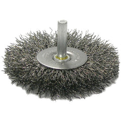 3″ Stem-Mounted Crimped Wire Radial Wheel, .020″ Steel Fill, 1/4″ Stem - Apex Tool & Supply