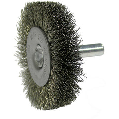 2″ Stem-Mounted Crimped Wire Radial Wheel, .014″ Stainless Steel Fill, 1/4″ Stem - Apex Tool & Supply