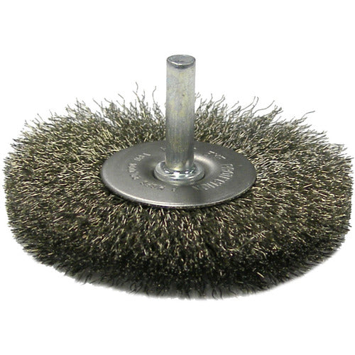 2-1/2″ Stem-Mounted Crimped Wire Radial Wheel, .014″ Stainless Steel Fill, 1/4″ Stem - Apex Tool & Supply