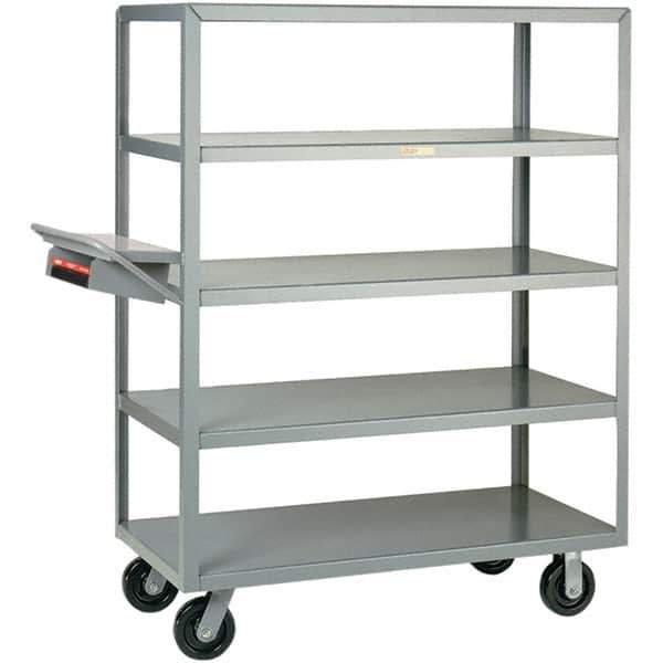 Little Giant - 3,600 Lb Capacity, 30" Wide x 48" Long x 63-1/2" High Order Picking Cart - 5 Shelf, Steel, Phenolic Casters - Apex Tool & Supply