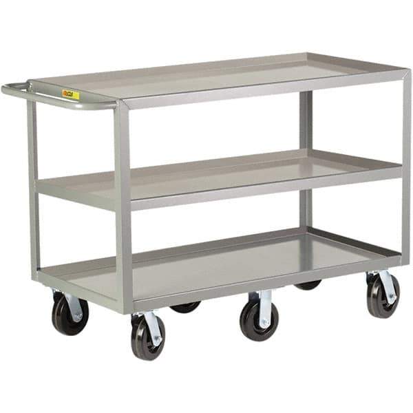 Little Giant - 3,600 Lb Capacity, 30" Wide x 48" Long x 36" High Cart - 3 Shelf, Steel, Phenolic Casters - Apex Tool & Supply