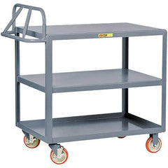 Little Giant - 1,200 Lb Capacity, 24" Wide x 48" Long x 35" High Cart - 3 Shelf, Steel, Polyurethane Casters - Apex Tool & Supply