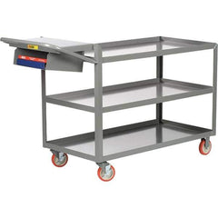 Little Giant - 1,200 Lb Capacity, 18" Wide x 32" Long x 35" High Order Picking Cart - 3 Shelf, Steel, 2 Rigid/2 Swivel Casters - Apex Tool & Supply