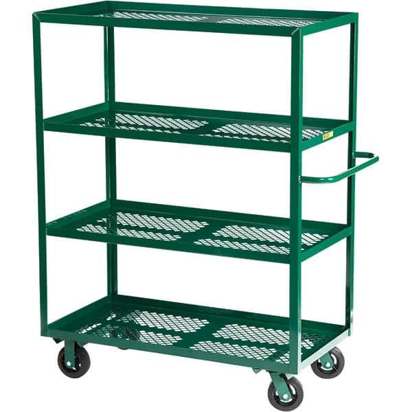 Little Giant - 1,600 Lb Capacity Steel Platform Truck - Steel Deck, 24" OAW, 48" Platform Length, Mold On Rubber Casters - Apex Tool & Supply