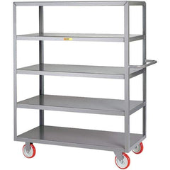 Little Giant - 1,200 Lb Capacity, 24" Wide x 36" Long x 61-1/2" High Service Cart - 5 Shelf, Steel, Polyurethane Casters - Apex Tool & Supply
