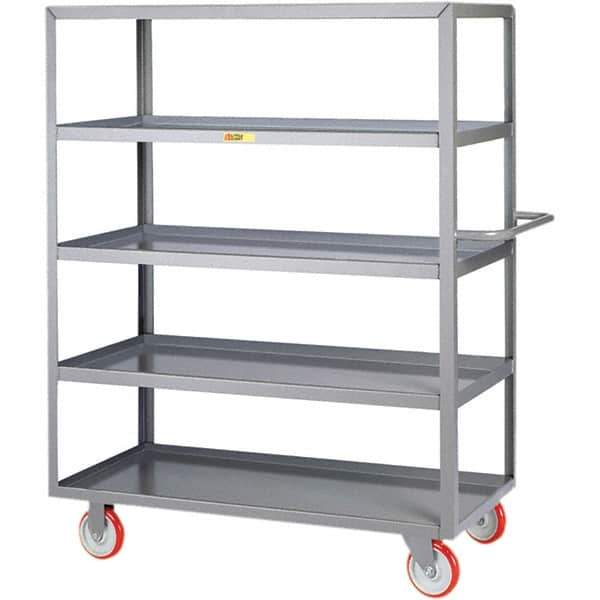 Little Giant - 1,200 Lb Capacity, 18" Wide x 32" Long x 62" High Service Cart - 5 Shelf, Steel, Polyurethane Casters - Apex Tool & Supply