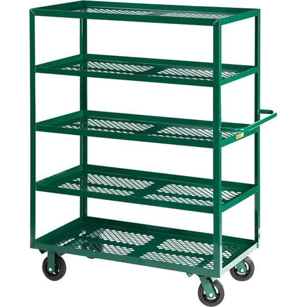 Little Giant - 2,000 Lb Capacity Steel Platform Truck - Steel Deck, 30" OAW, 60" Platform Length, Mold On Rubber Casters - Apex Tool & Supply