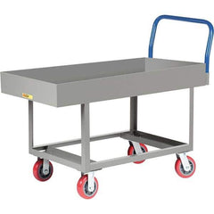 Little Giant - 2,000 Lb Capacity Steel Platform Truck - Steel Deck, 30" OAW, 49-1/2" Platform Length, Polyurethane Casters - Apex Tool & Supply