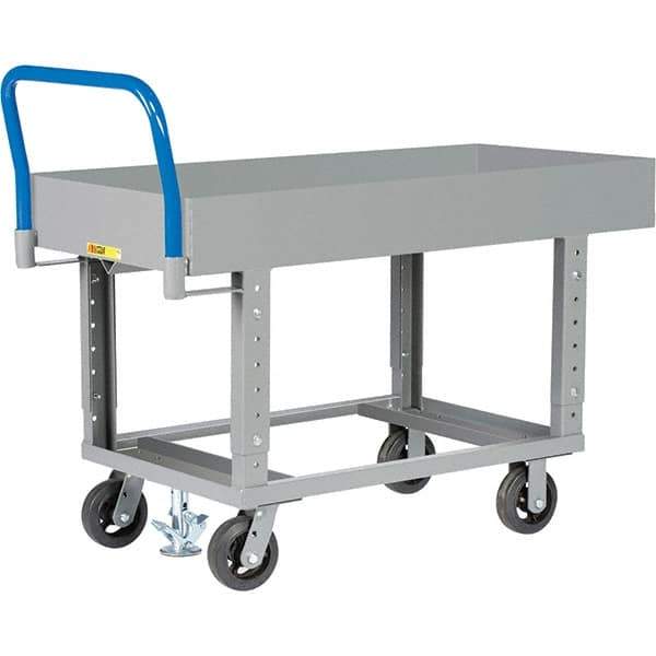Little Giant - 2,000 Lb Capacity Steel Platform Truck - Steel Deck, 24" OAW, 49-1/2" Platform Length, Mold On Rubber Casters - Apex Tool & Supply