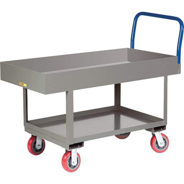 Little Giant - 2,000 Lb Capacity Steel Platform Truck - Steel Deck, 24" OAW, 49-1/2" Platform Length, Polyurethane Casters - Apex Tool & Supply