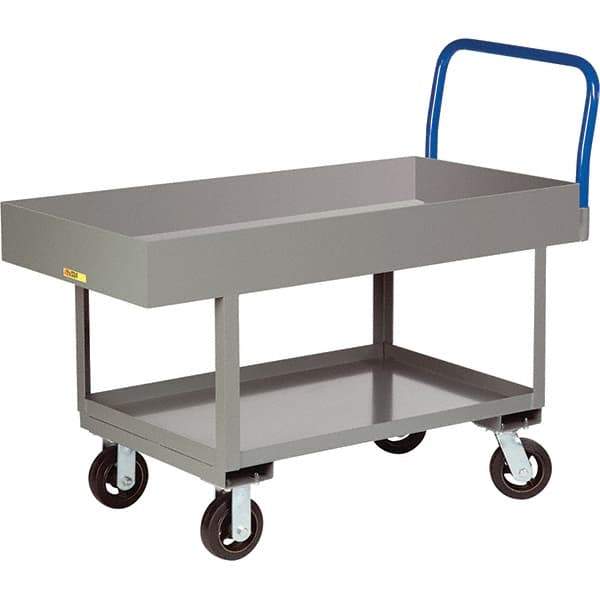 Little Giant - 2,000 Lb Capacity Steel Platform Truck - Steel Deck, 30" OAW, 61-1/2" Platform Length, Mold On Rubber Casters - Apex Tool & Supply