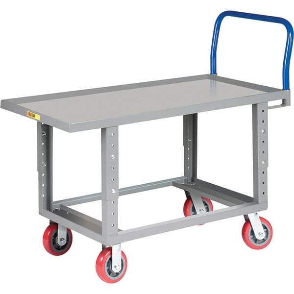 Little Giant - 2,000 Lb Capacity Steel Platform Truck - Steel Deck, 24" OAW, 61-1/2" Platform Length, Polyurethane Casters - Apex Tool & Supply