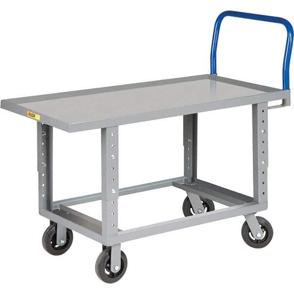Little Giant - 2,000 Lb Capacity Steel Platform Truck - Steel Deck, 30" OAW, 48" Platform Length, Mold On Rubber Casters - Apex Tool & Supply