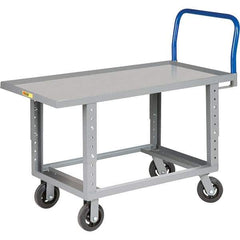 Little Giant - 2,000 Lb Capacity Steel Platform Truck - Steel Deck, 30" OAW, 48" Platform Length, Mold On Rubber Casters - Apex Tool & Supply