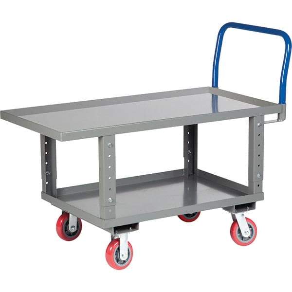 Little Giant - 2,000 Lb Capacity Steel Platform Truck - Steel Deck, 24" OAW, 49-1/2" Platform Length, Polyurethane Casters - Apex Tool & Supply
