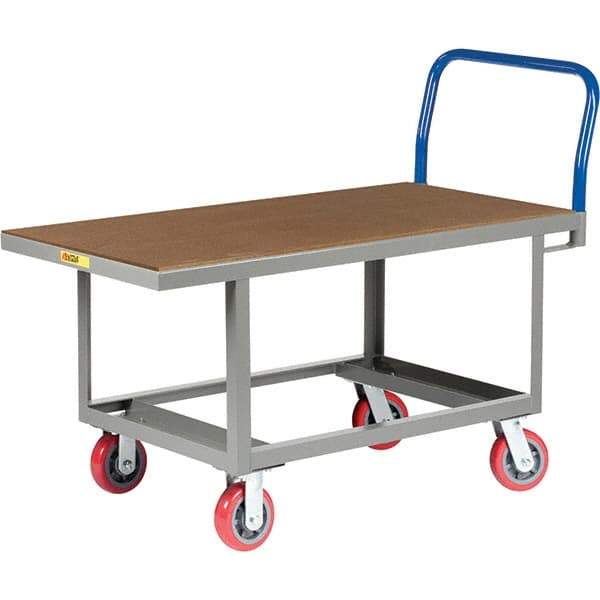 Little Giant - 2,000 Lb Capacity Steel Platform Truck - Steel Deck, 30" OAW, 61-1/2" Platform Length, Polyurethane Casters - Apex Tool & Supply