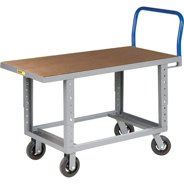 Little Giant - 2,000 Lb Capacity Steel Platform Truck - Steel Deck, 24" OAW, 60" Platform Length, Mold On Rubber Casters - Apex Tool & Supply