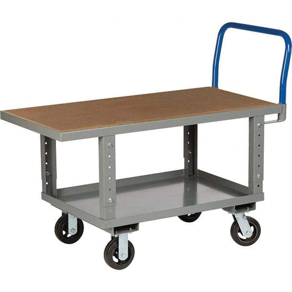 Little Giant - 2,000 Lb Capacity Steel Platform Truck - Steel Deck, 30" OAW, 61-1/2" Platform Length, Mold On Rubber Casters - Apex Tool & Supply
